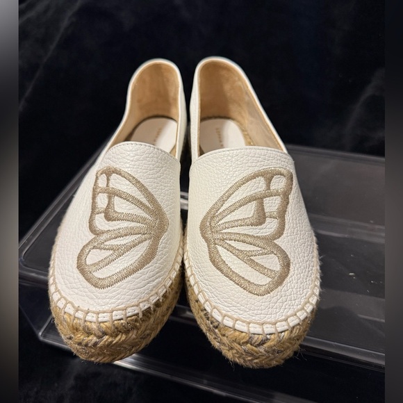 Sophia Webster White and Tan Espadrilles with Butterfly Design - Picture 1 of 11